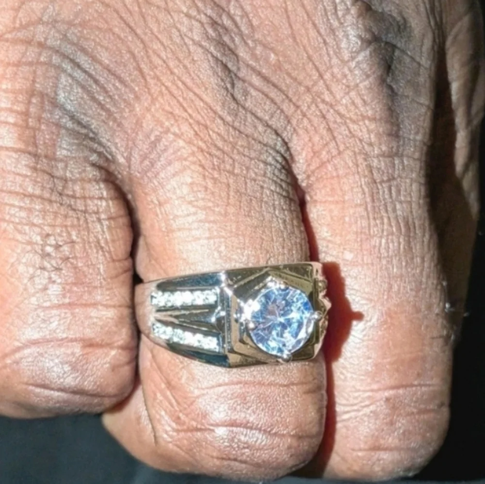 Mens Engagement 14k White Gold Plated Ring Sz 11